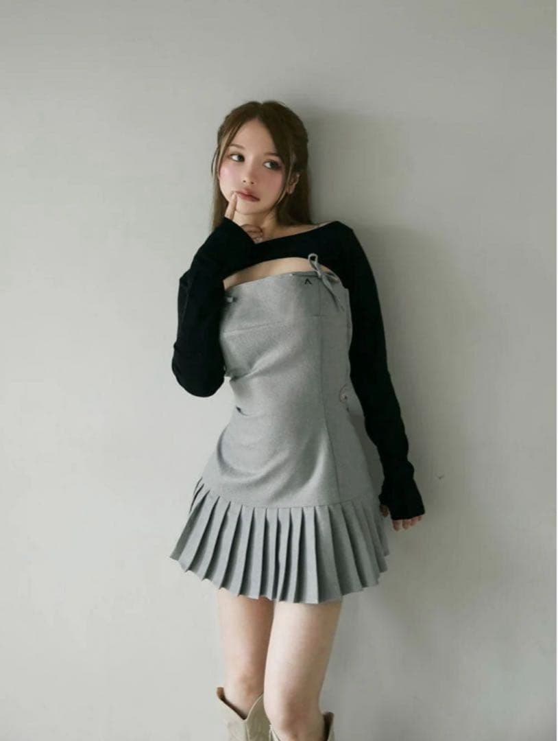 ワンピース andmary Karen knit set mini dress gray S