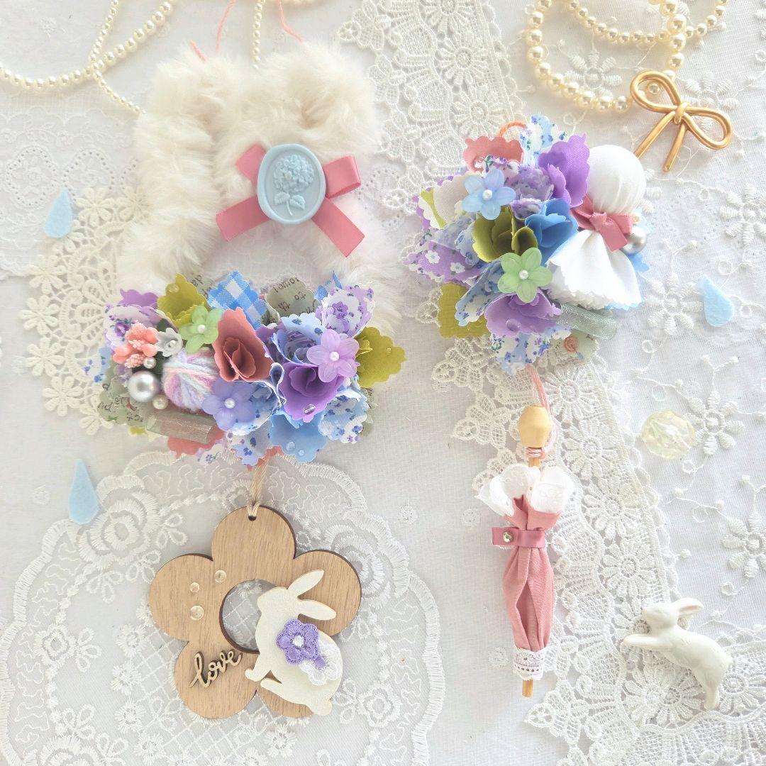 専用　布リース*ミニうさみみガーランド　紫陽花小路*