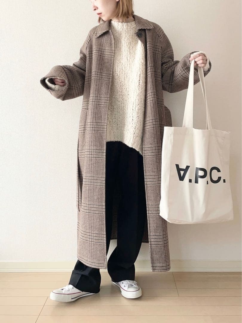 sonさんも着用♡ ステンカラーチェックコート トゥデイフル