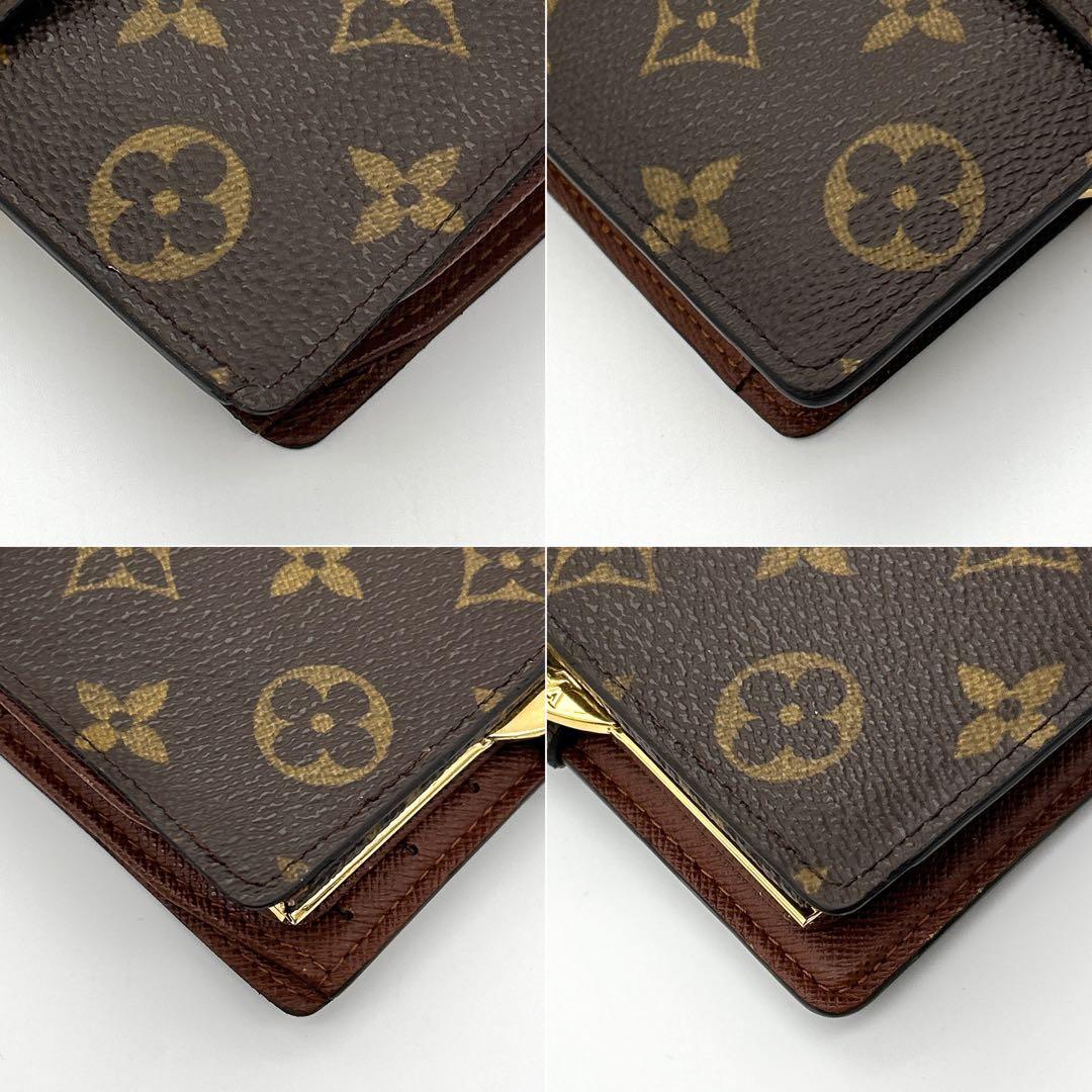 訳あり品★ルイヴィトン モノグラム ヴィエノワ がま口二つ折り財布 ブラウン