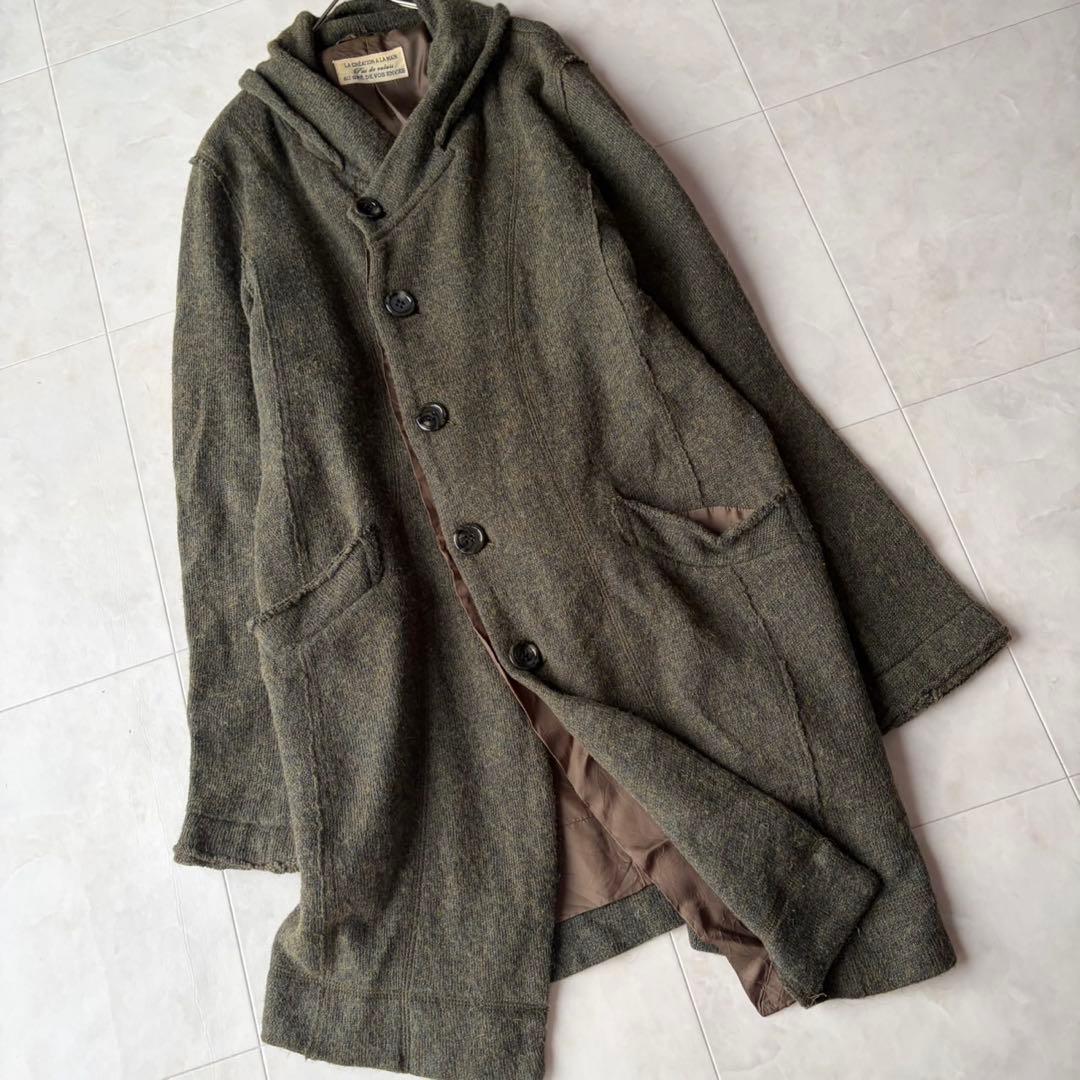 パドカレ pas de calais ニットコート ウールリネンアルパカ 緑
