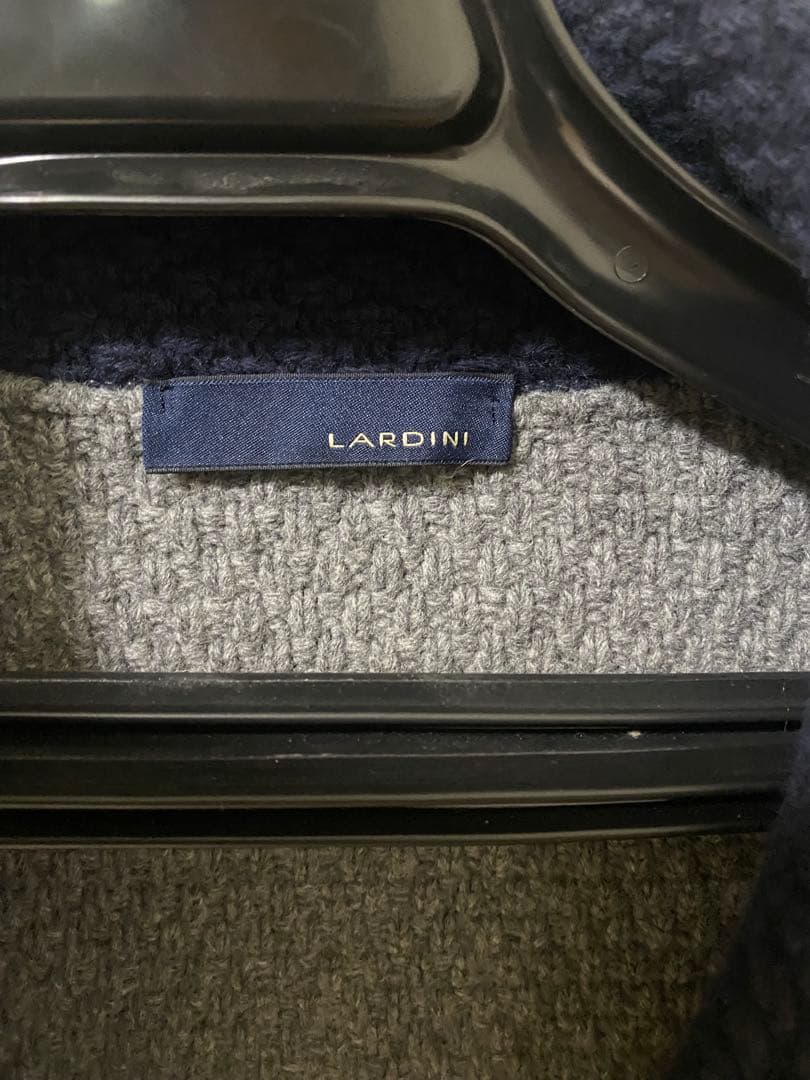 LARDINI ネイビー ダブル ニット ジャケット グレー