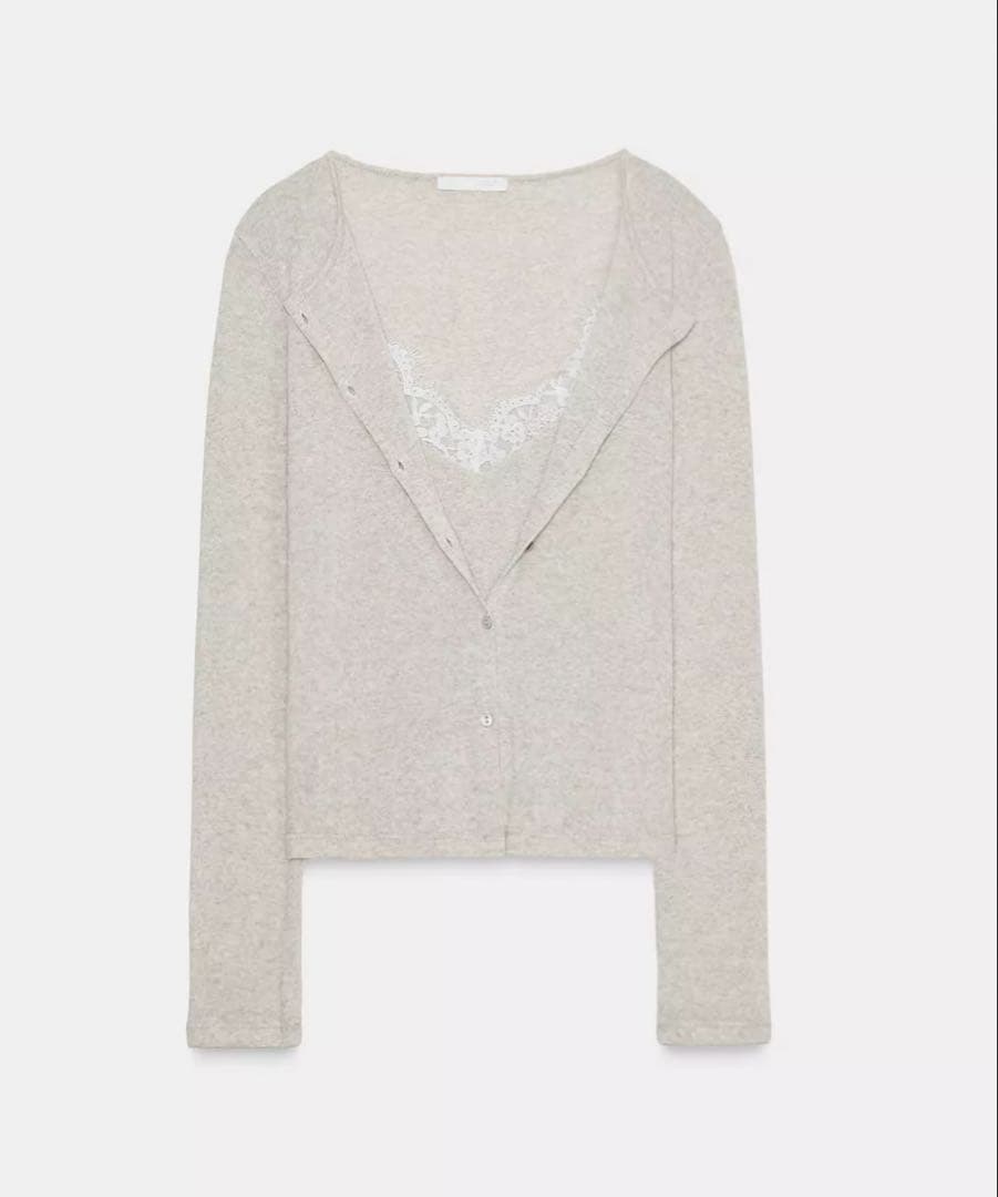 完売品⭐︎ZARA コンビネーションレーストップジャケット M サンド/マール