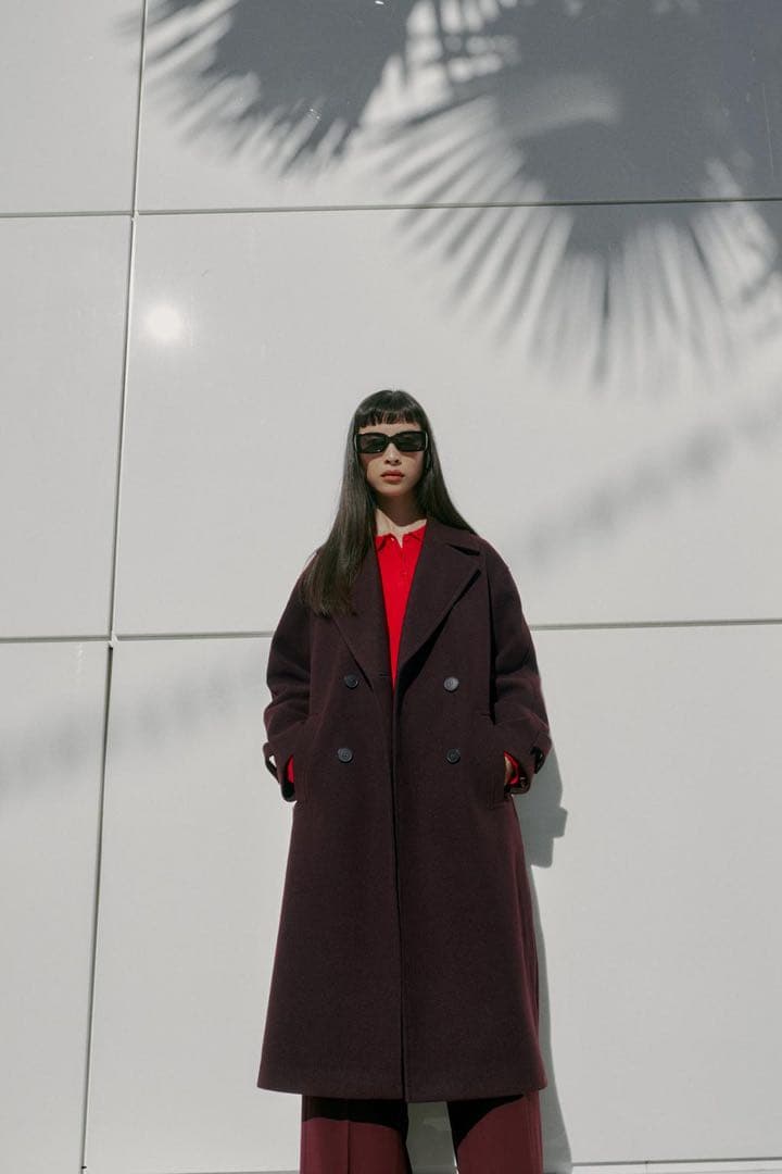 ZARA ソフトオーバーサイズコート　バーガンディ