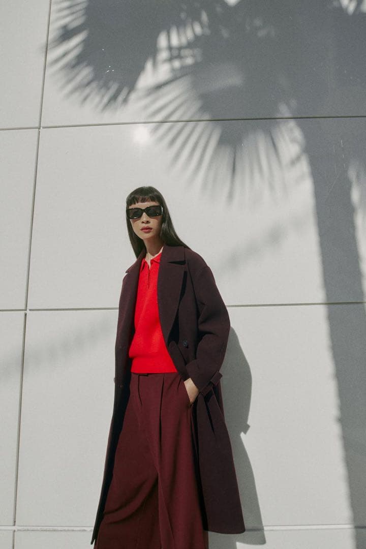 ZARA ソフトオーバーサイズコート　バーガンディ