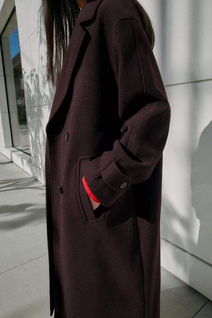 ZARA ソフトオーバーサイズコート　バーガンディ