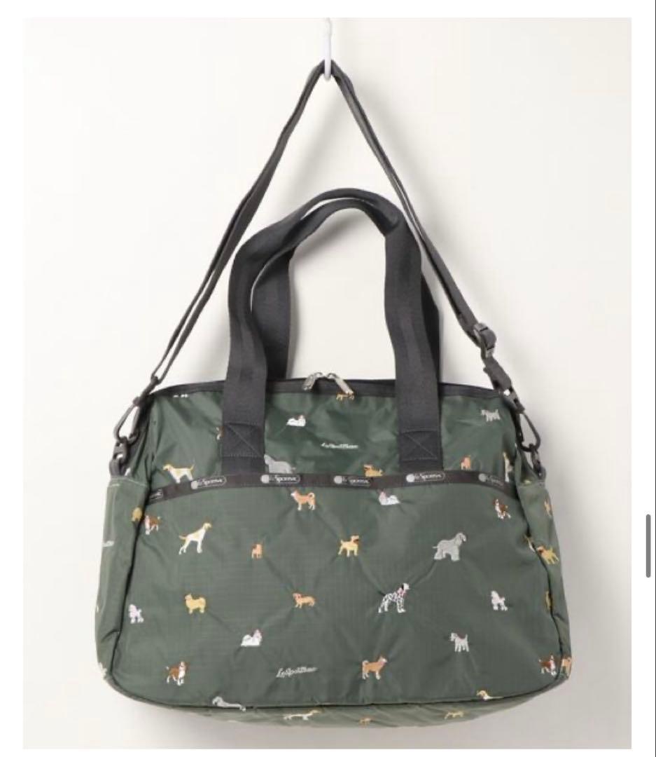 レスポートサック HARPER BAG ブリードオブドッグ 犬柄　刺繍　カーキ
