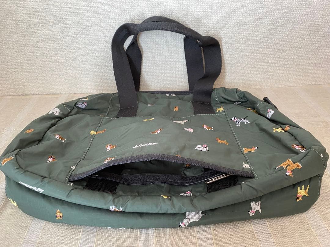 レスポートサック HARPER BAG ブリードオブドッグ 犬柄　刺繍　カーキ