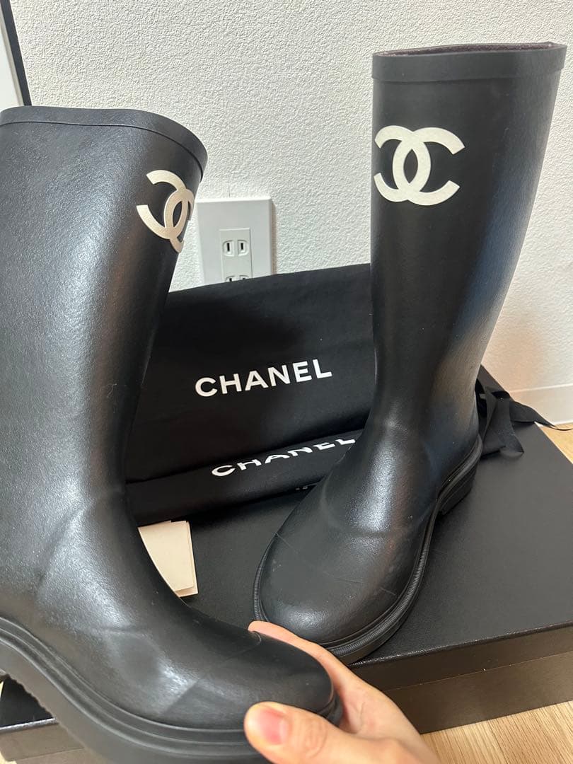 CHANEL レインブーツ シャネル 37ココマーク CCマーク 靴 シューズ