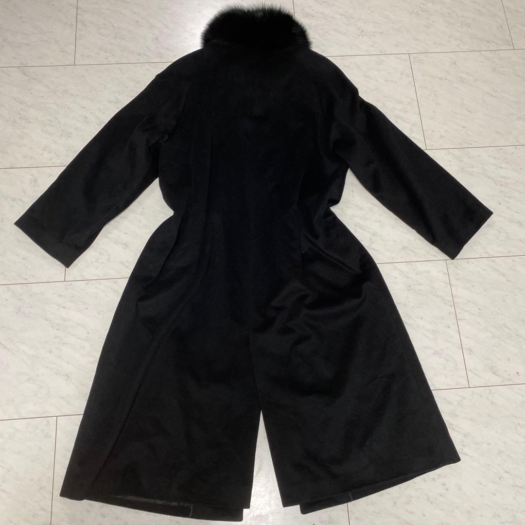 定価9万円 ベルタボーノ カシミヤ100% ロングコート　　フォックスファー　黒