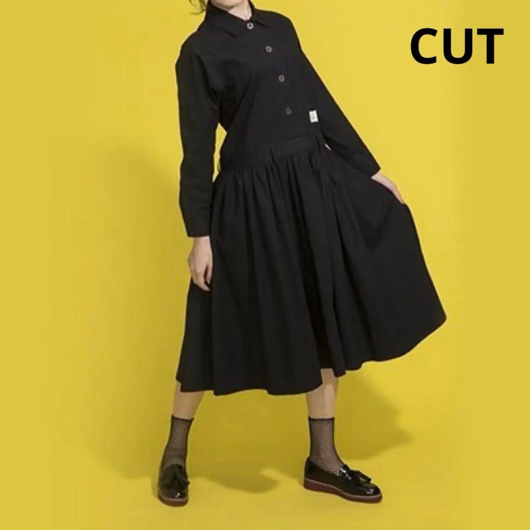 CUT/ JUMPSUITS DRESS ブラック切り替えワンピース
