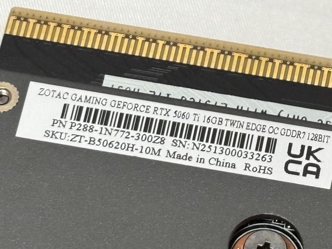 【美品】ZOTAC GeForce RTX 5060 Ti 16GB