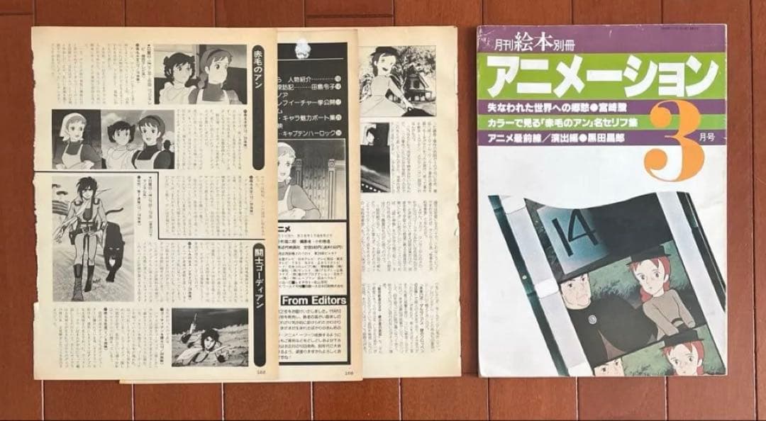 希少　昭和　月刊絵本別冊アニメーション3 宮崎駿　赤毛のアン、黒田昌郎