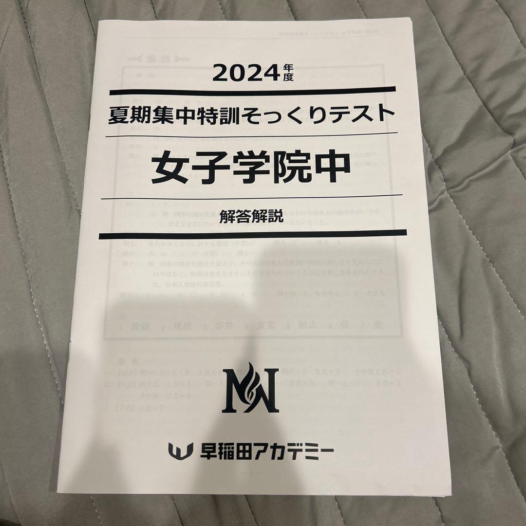 2024年 女子学院 夏期集中特訓　早稲田アカデミー