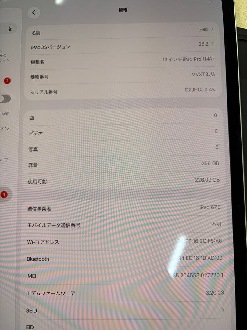 【ジャンク】13インチ iPad Pro (M4)セルラー