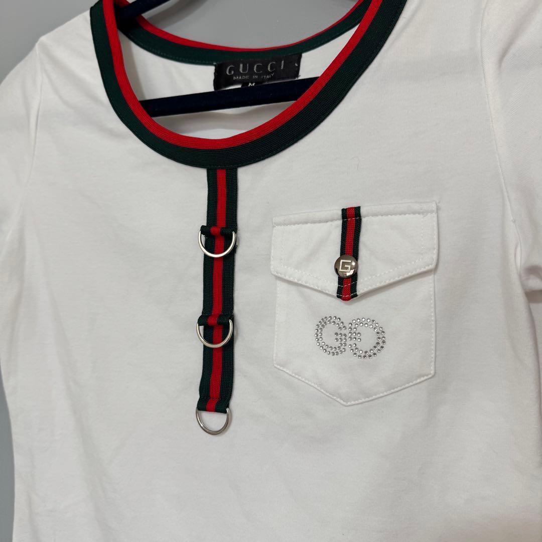 GUCCI グッチ　Tシャツ　トップス　ロゴ　ホワイト　白　ヴィンテージ　GG