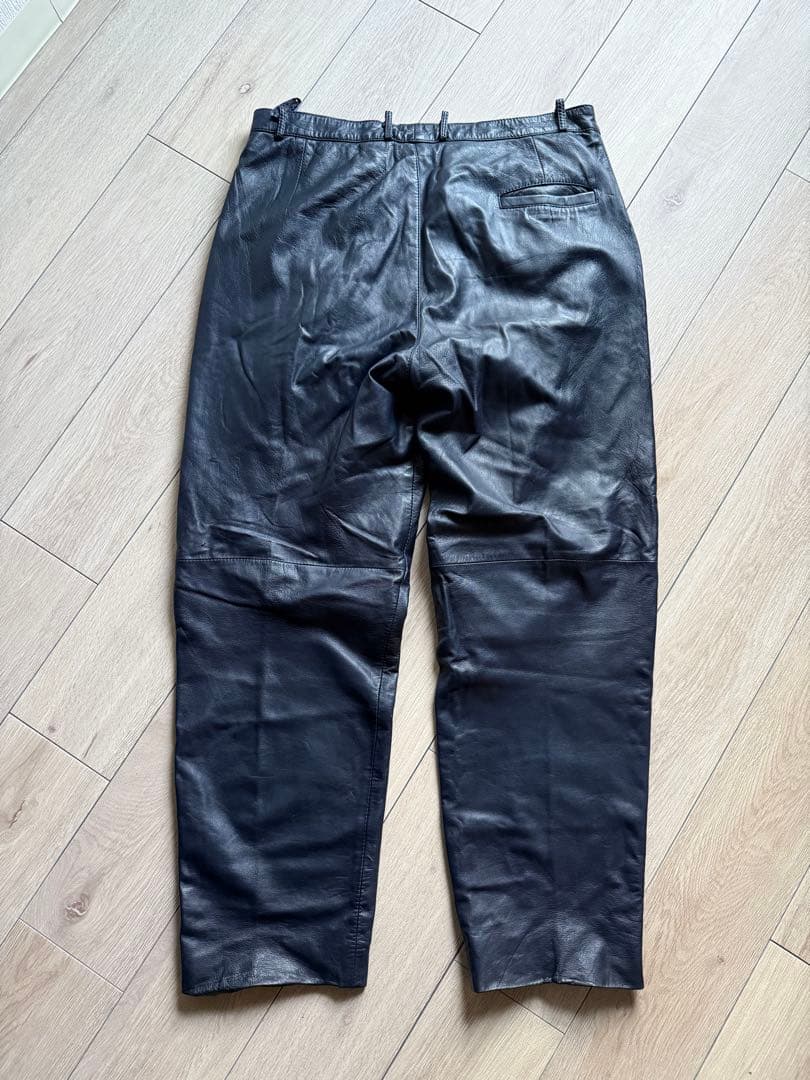 leather wide pants vintage navy ￼