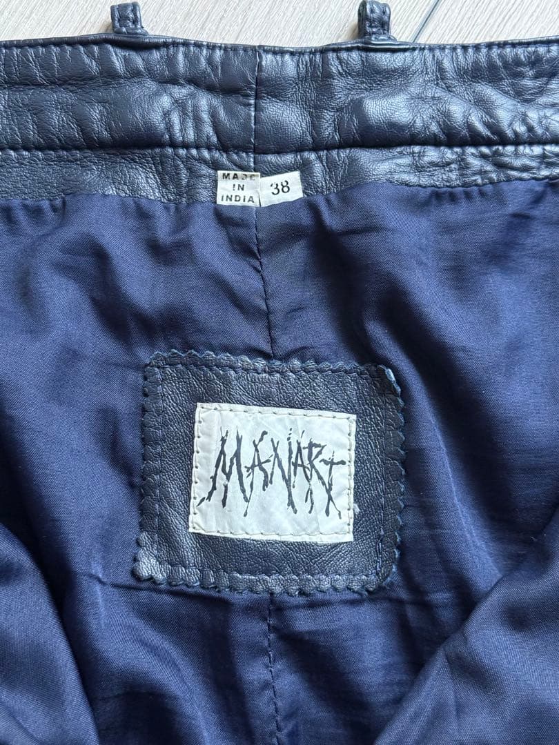 leather wide pants vintage navy ￼