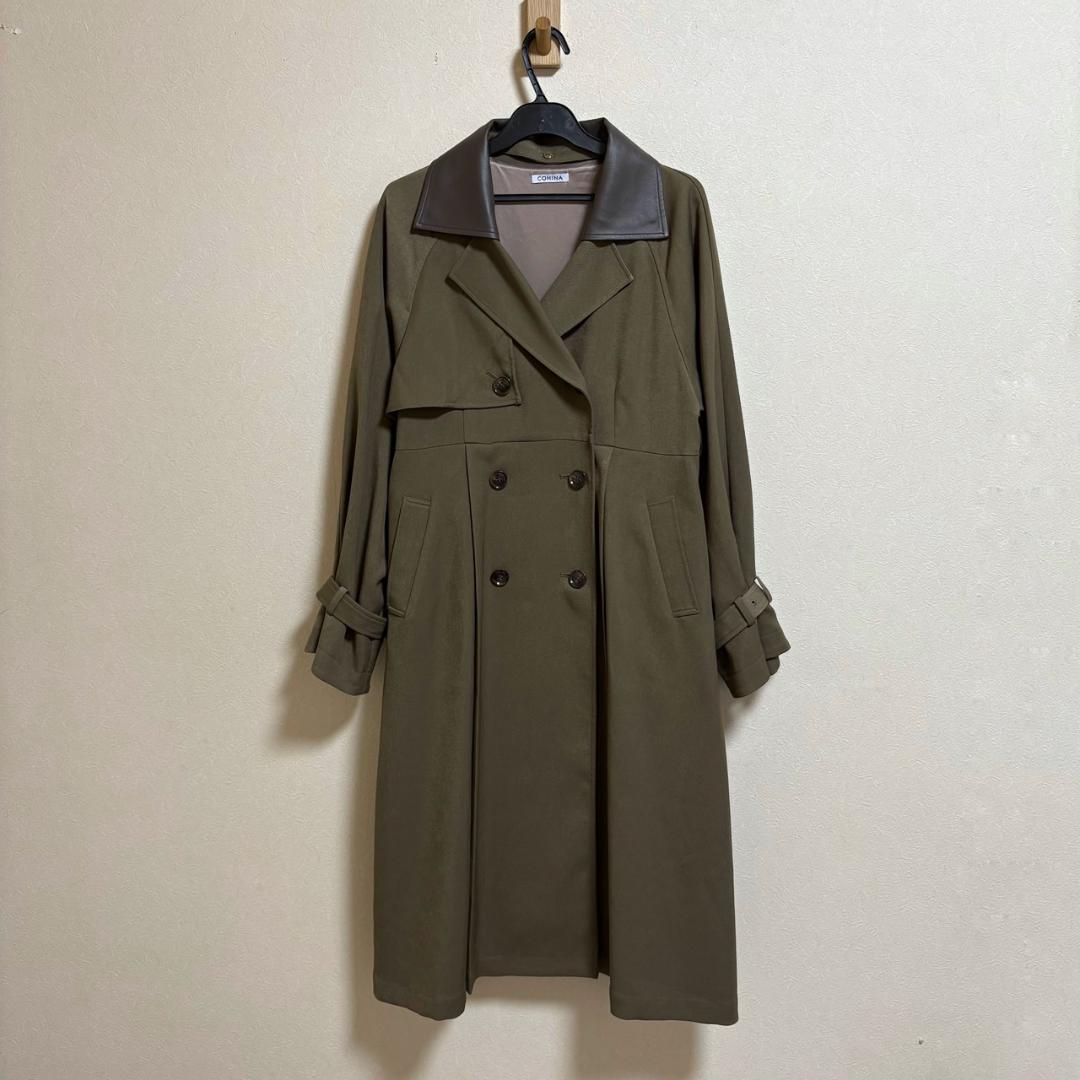 美品 COHINA レザーライクカラートレンチコート