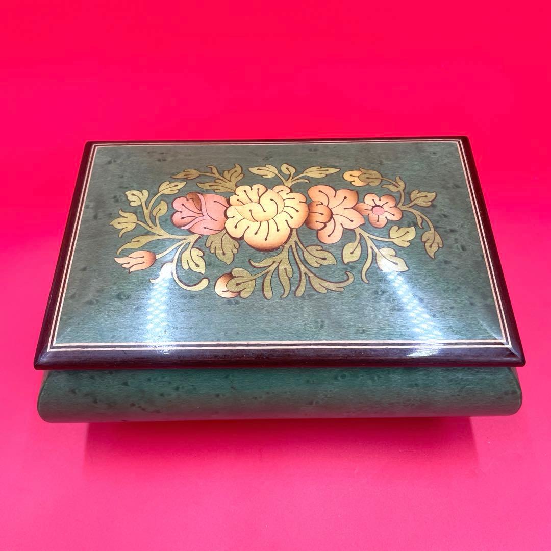Reuge リュージュ　オルゴール　ビンテージ　花柄　イタリア製　木製