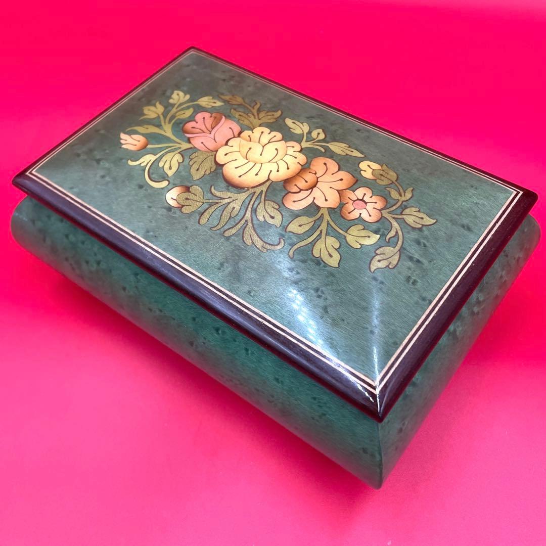 Reuge リュージュ　オルゴール　ビンテージ　花柄　イタリア製　木製