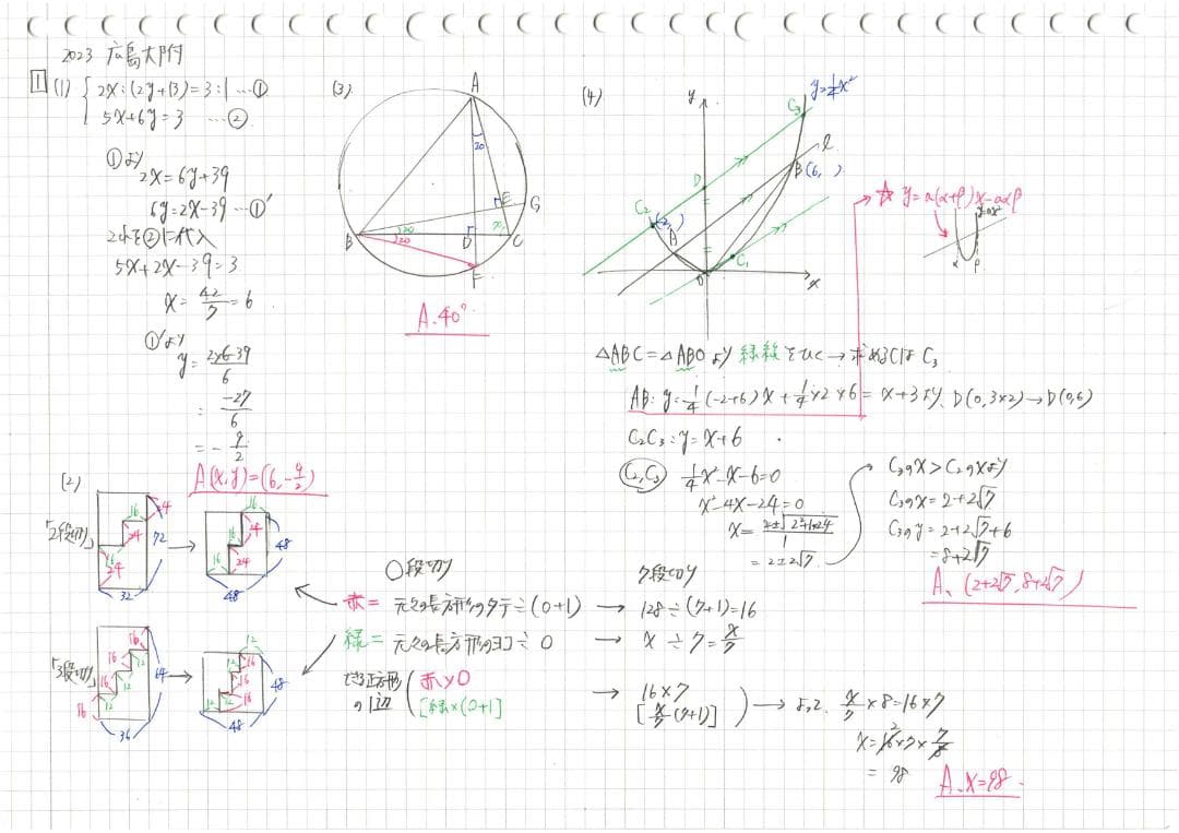 塾講師オリジナル 数学解説(動画付) 広島大附 2018-24 高校入試 過去問