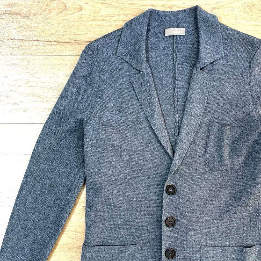 美品 CRUCIANI ニットテーラードジャケット グレー サイズ44