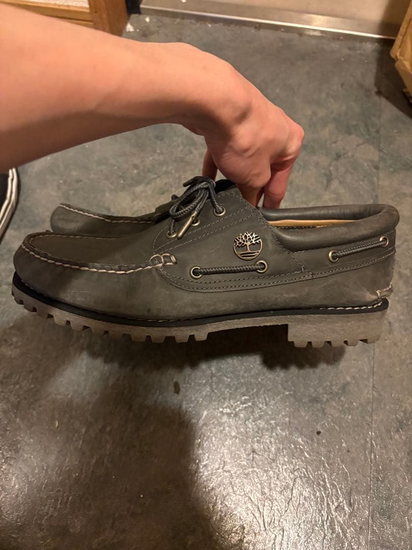 Timberlandグレー デッキシューズ オーセンティックボート シューズ