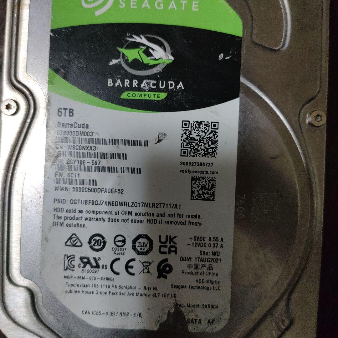 内蔵型ハードディスクドライブ SEAGATE BARRACUDA HDD 6TB