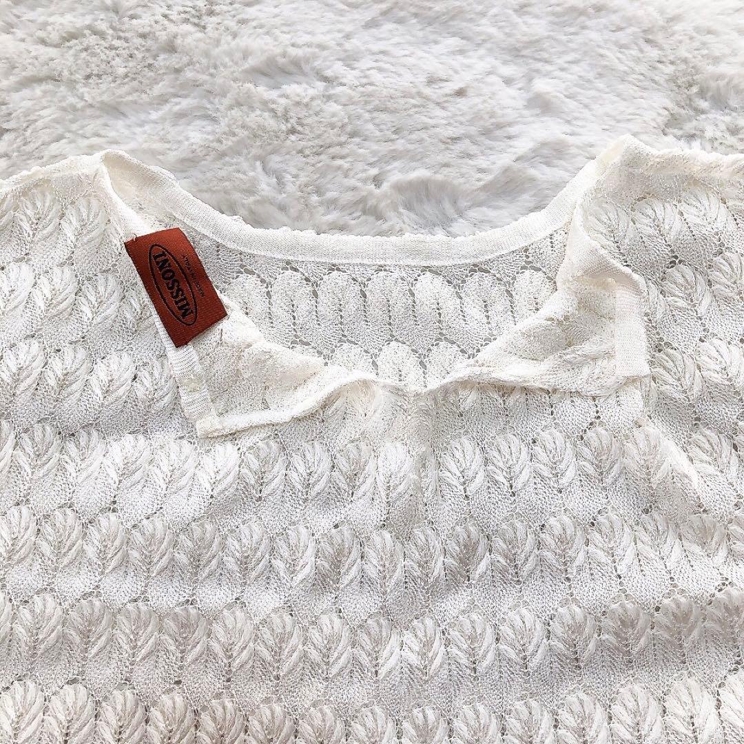 MISSONI*ミッソーニ　編込アンサンブル　カーディガン×カットソー　白