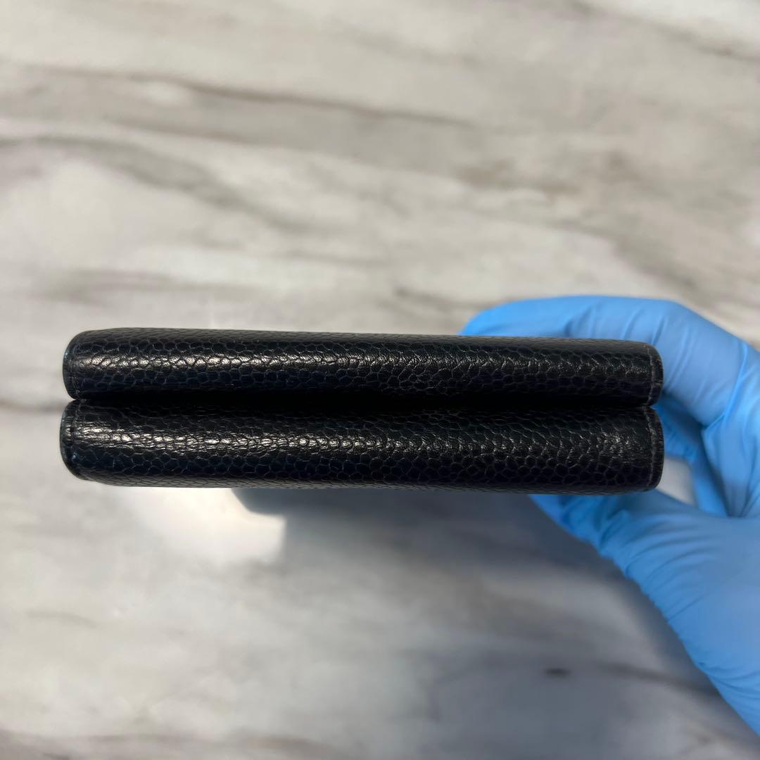 M*♡様 CHANEL シャネル　ミニ財布　三つ折り　キャビアスキン　黒　ブラッ