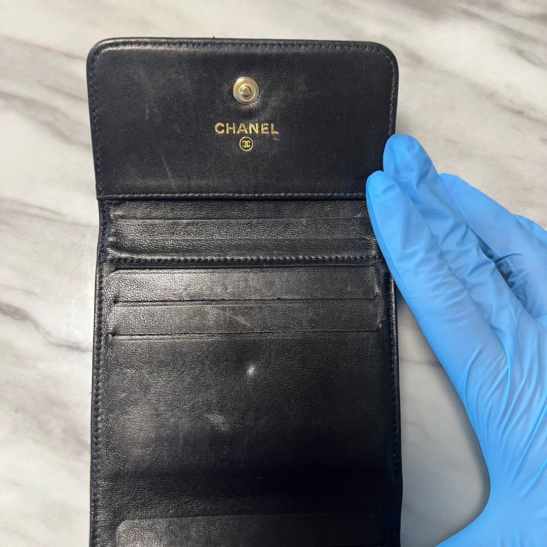 M*♡様 CHANEL シャネル　ミニ財布　三つ折り　キャビアスキン　黒　ブラッ