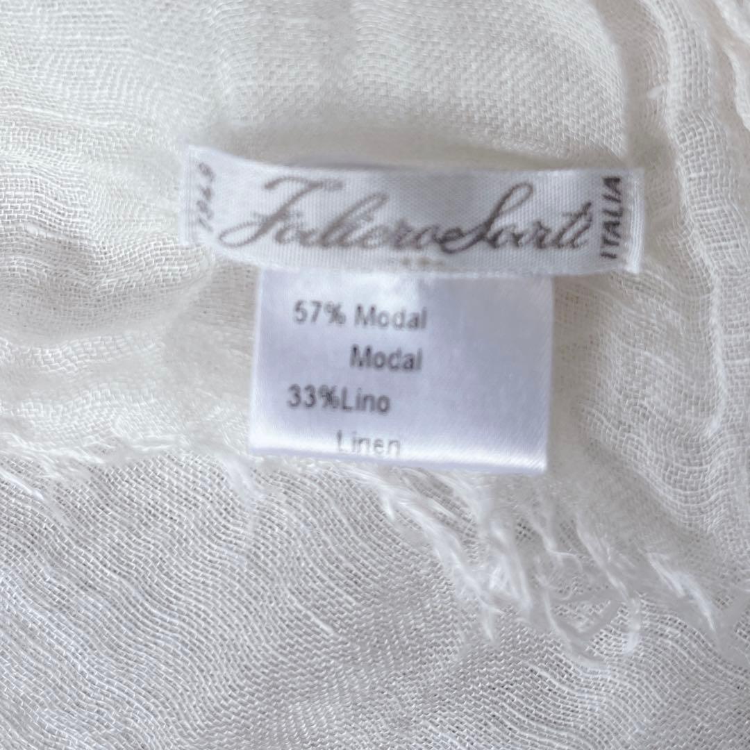 Faliero Sarti モダール　リネン　シルク　ストール　大判　ホワイト