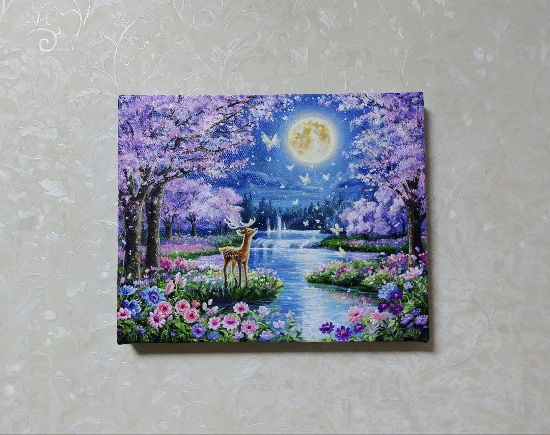 い*＊様 【月夜の桜】アクリル画 F3 風景画 絵画