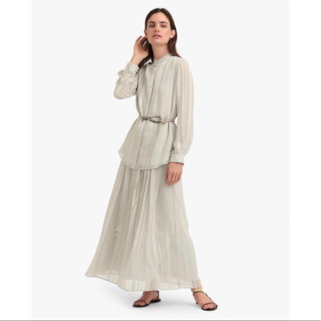 theory ロングスカート　ウォッシャブル　ストライプ