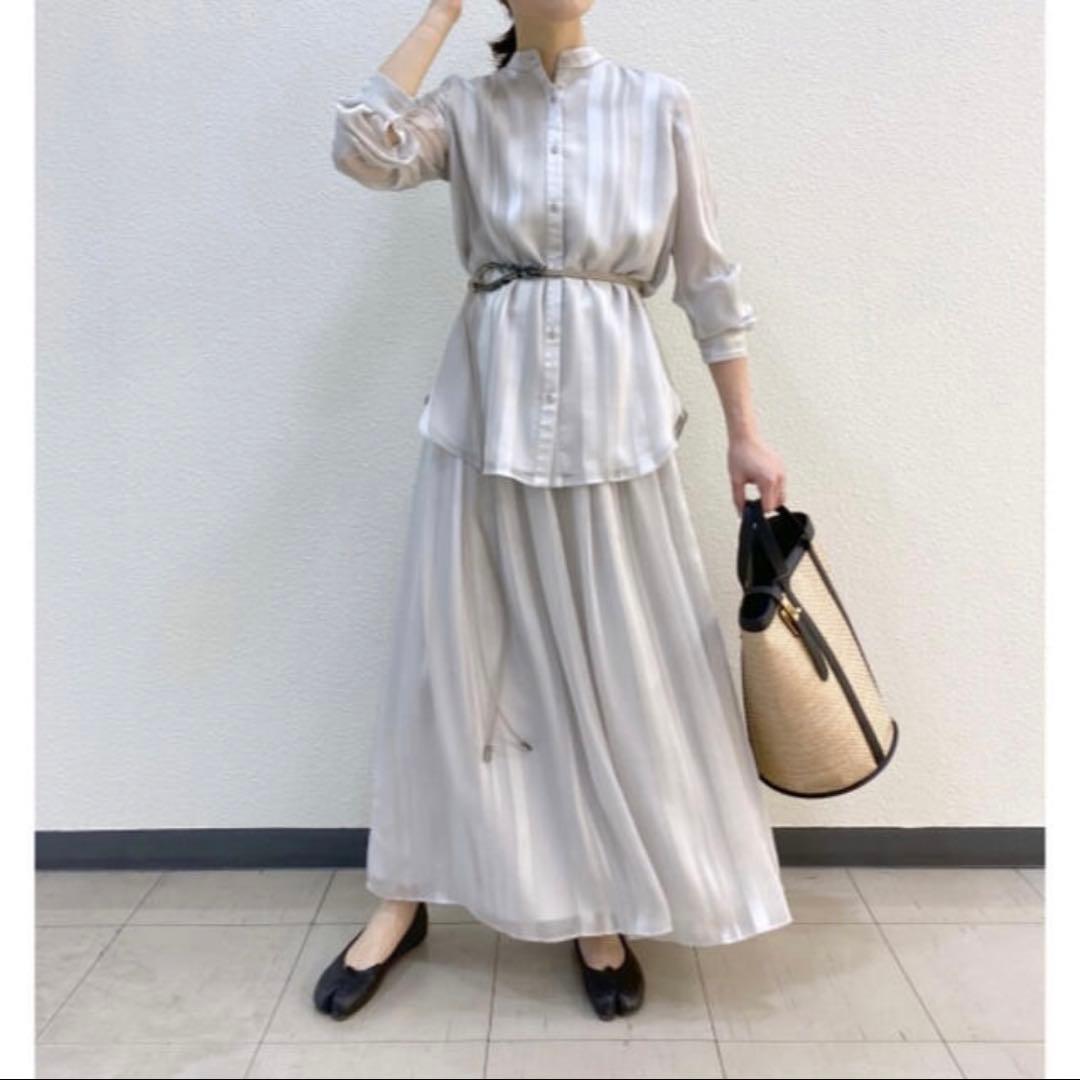 theory ロングスカート　ウォッシャブル　ストライプ
