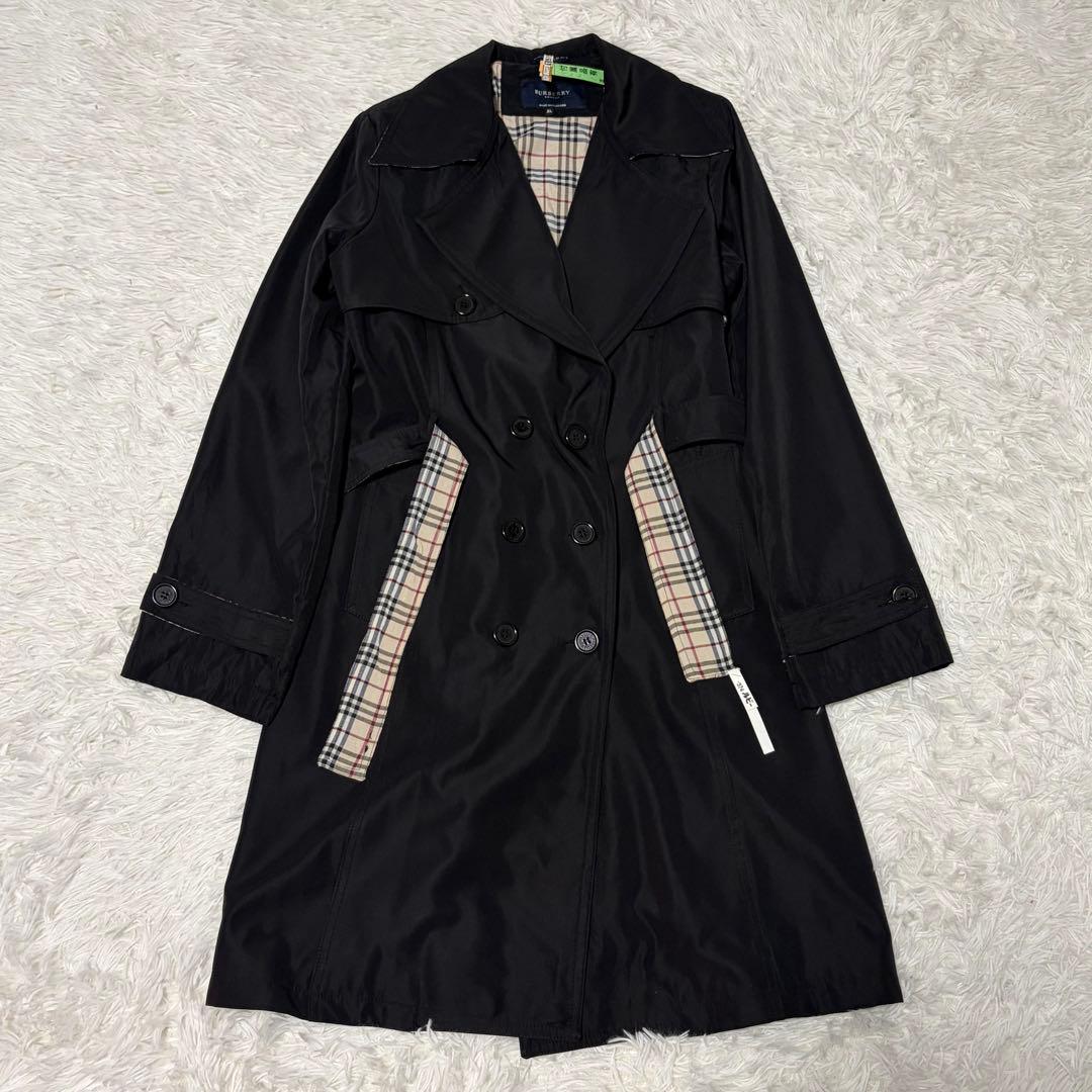 【クリーニング済み】バーバリー ノバチェック　トレンチコート ブラック　XL