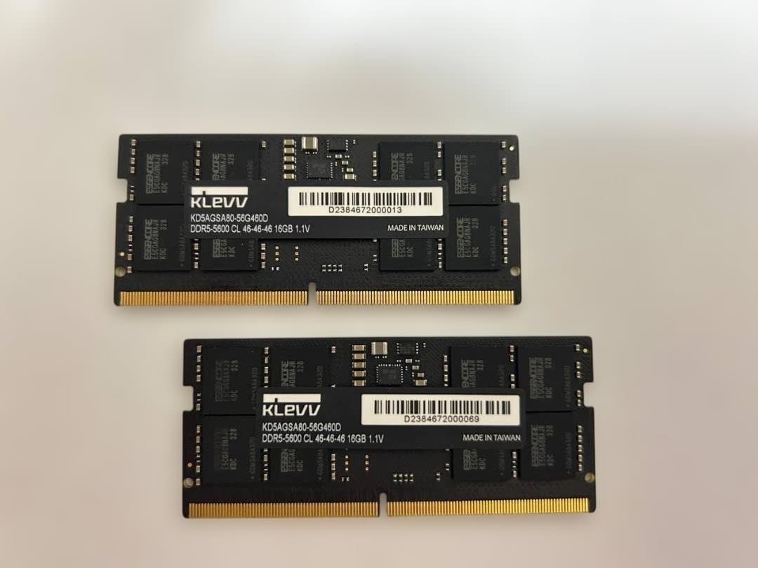 ノートPCメモリ KLEVV DDR5 5600 32GB (16GB x 2)