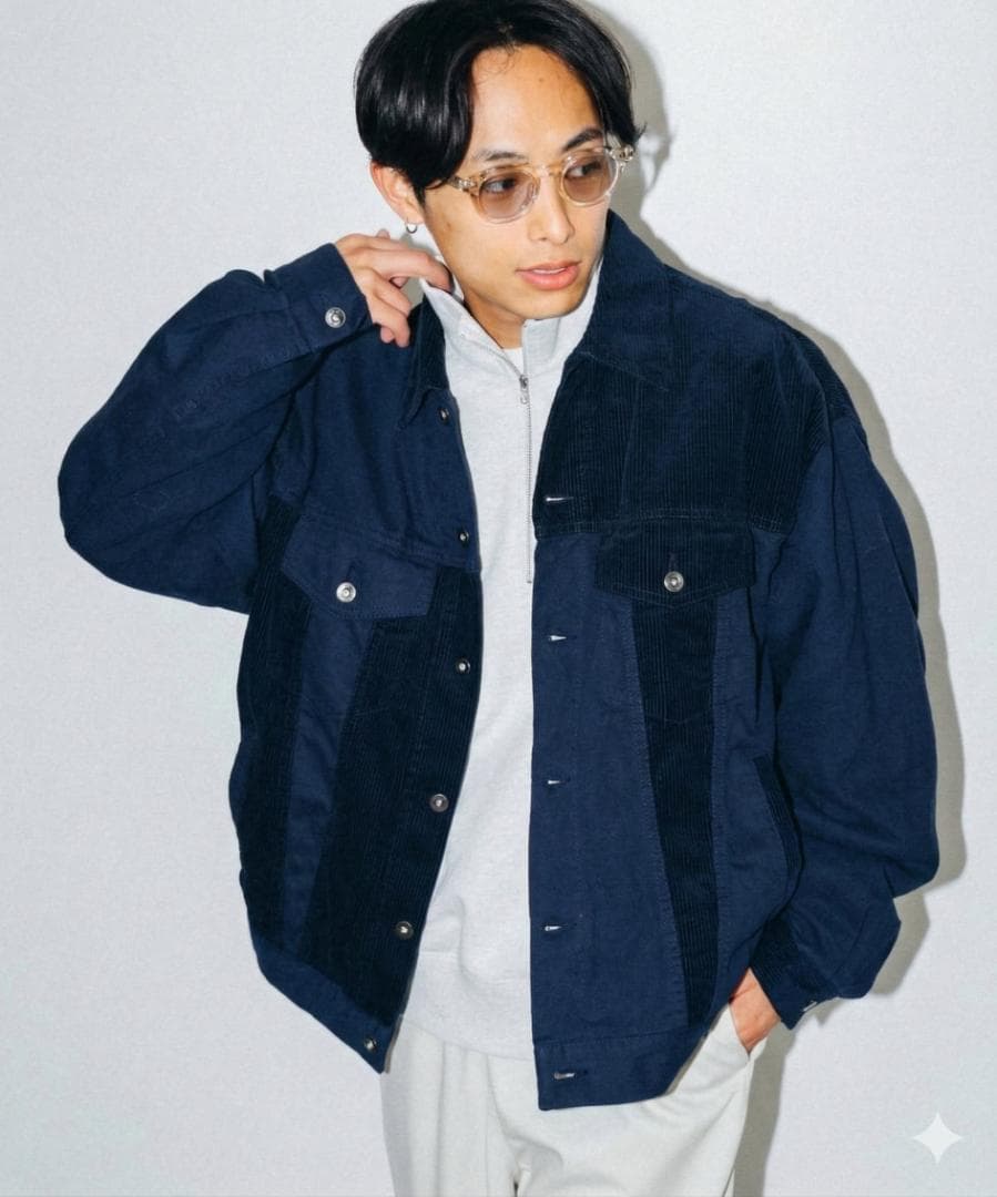 切替秀逸/24AW/新品】ビームス クレイジー トラッカージャケット M 紺