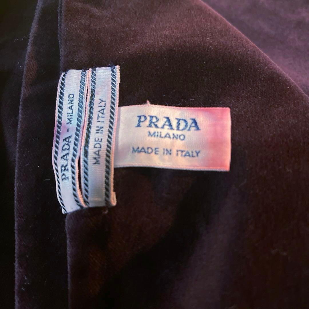 訳あり‼️イタリア製 PRADAプラダ ベロア ロゴストール マフラー パープル