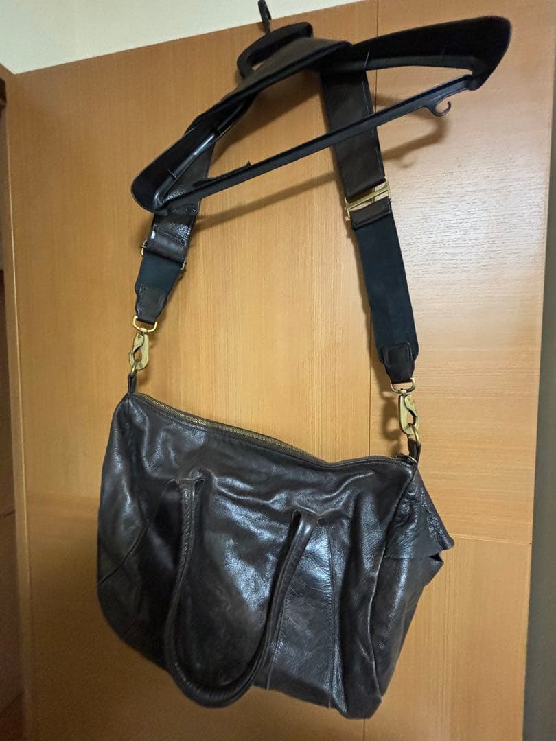 jas.mbダークブラウン レザー ボストンバッグ