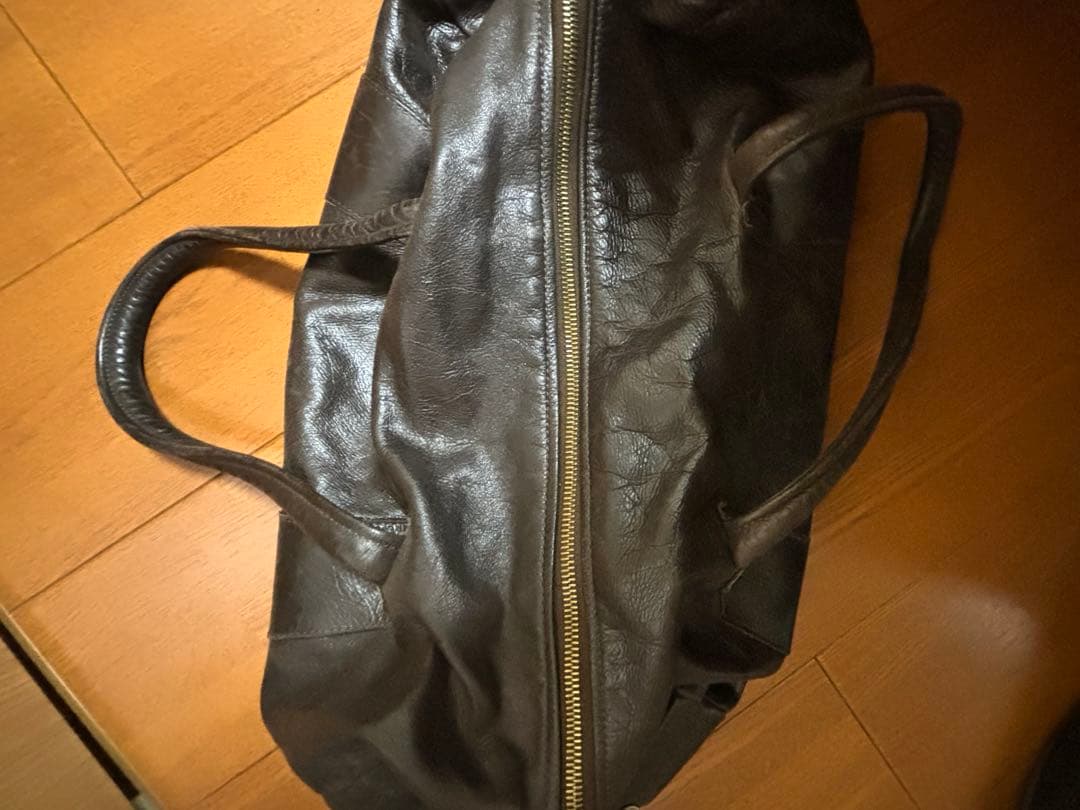 jas.mbダークブラウン レザー ボストンバッグ