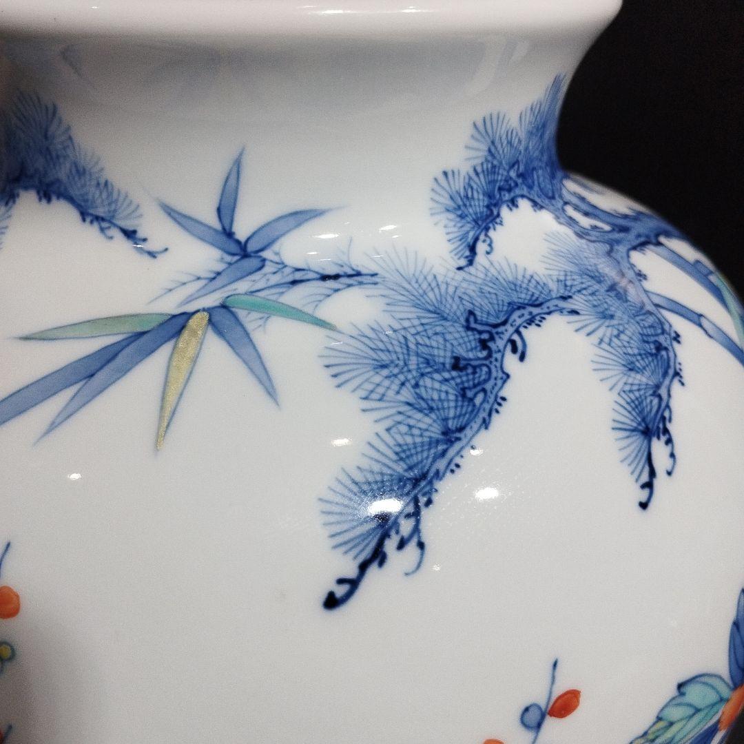 花瓶 壺 色鍋島柴田岳山作