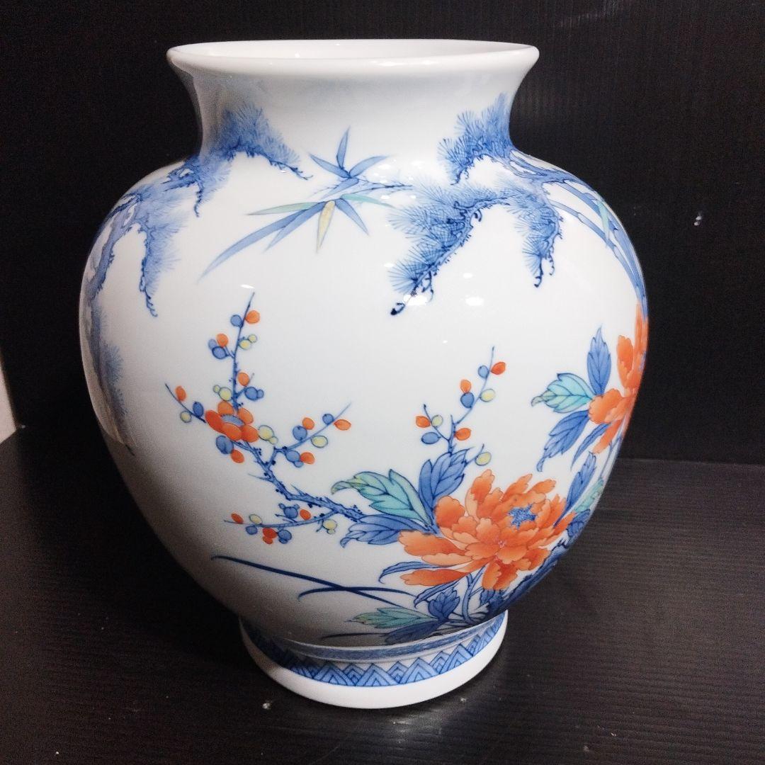 花瓶 壺 色鍋島柴田岳山作