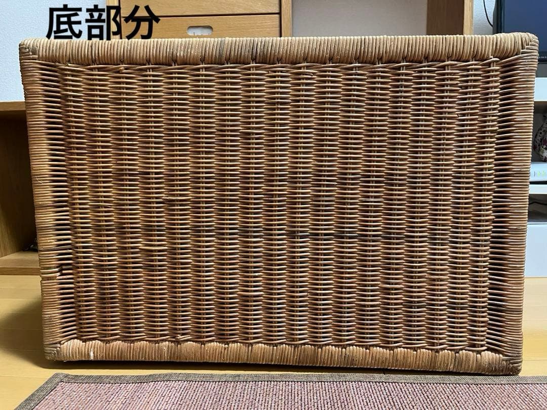 エコです。 レトロ 藤カゴ 蓋付き ラタン ボックス スツール 収納 大