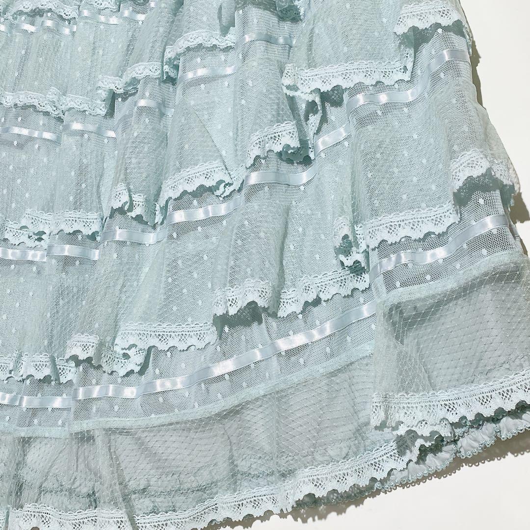 【美品】 25年 PINK HOUSE ポルカドットチュールフリル使いスカート②