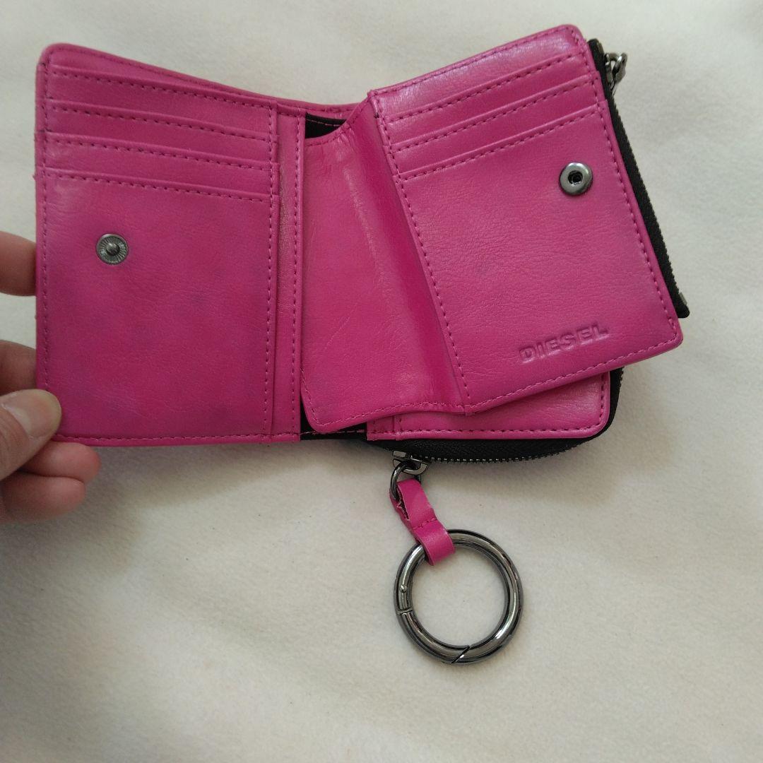 ゆ*う様 DIESEL 編み込みデザイン 二つ折り財布 ピンク