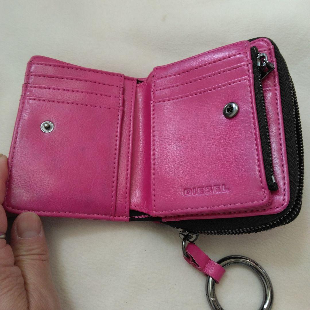 ゆ*う様 DIESEL 編み込みデザイン 二つ折り財布 ピンク