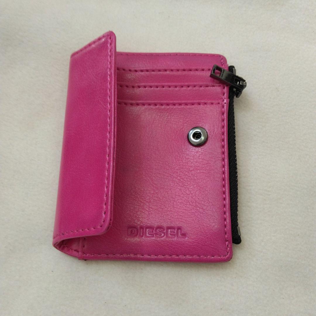 ゆ*う様 DIESEL 編み込みデザイン 二つ折り財布 ピンク