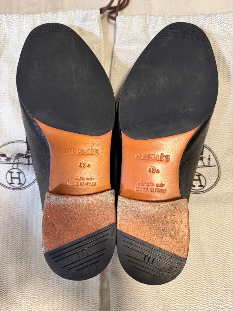 HERMES エルメス モカシン パリ 黒 ブラック ローファー サイズ42